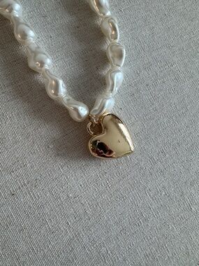 J.Crew Heart and Pearl Necklace